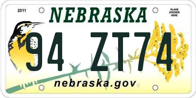 NE license plate 94ZT74