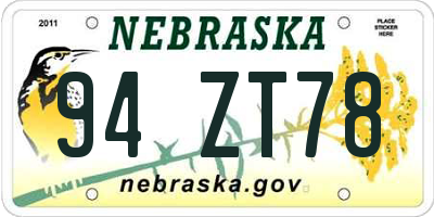 NE license plate 94ZT78