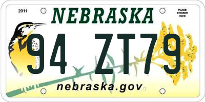 NE license plate 94ZT79