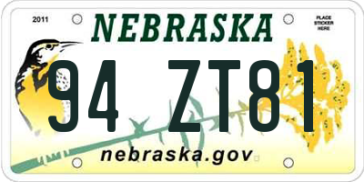 NE license plate 94ZT81