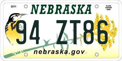 NE license plate 94ZT86