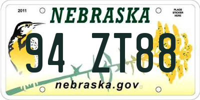 NE license plate 94ZT88