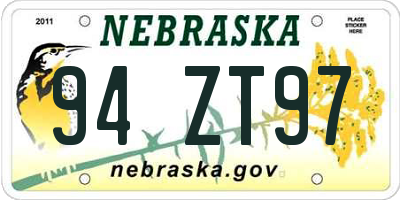 NE license plate 94ZT97