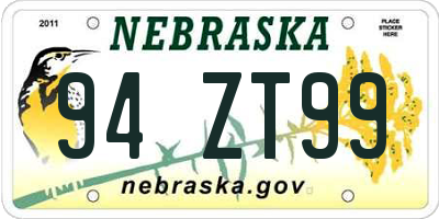 NE license plate 94ZT99