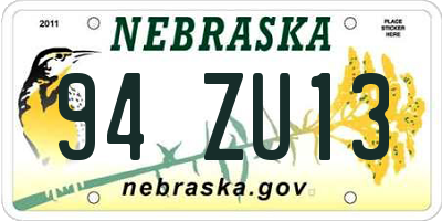 NE license plate 94ZU13