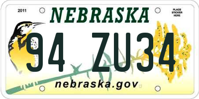 NE license plate 94ZU34