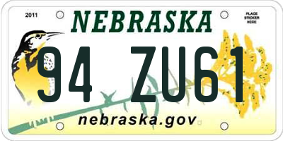 NE license plate 94ZU61