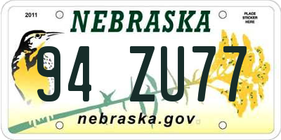 NE license plate 94ZU77