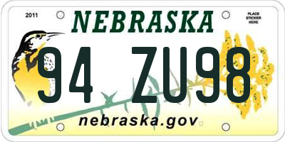 NE license plate 94ZU98