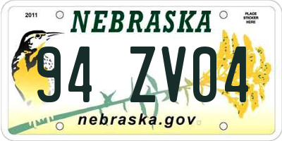 NE license plate 94ZV04