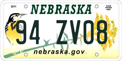 NE license plate 94ZV08