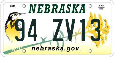 NE license plate 94ZV13