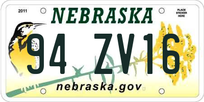 NE license plate 94ZV16