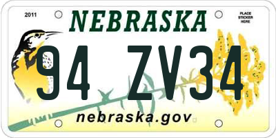 NE license plate 94ZV34