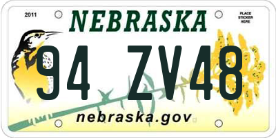 NE license plate 94ZV48