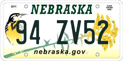 NE license plate 94ZV52