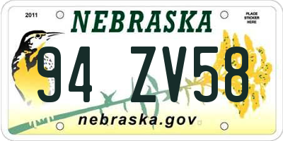NE license plate 94ZV58