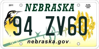 NE license plate 94ZV60