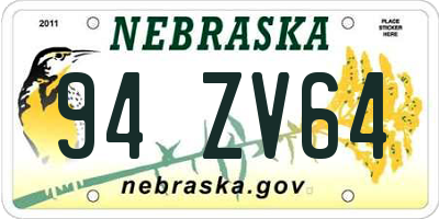 NE license plate 94ZV64