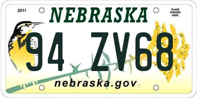 NE license plate 94ZV68