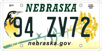 NE license plate 94ZV72