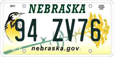 NE license plate 94ZV76