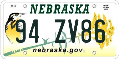 NE license plate 94ZV86