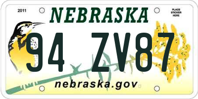 NE license plate 94ZV87