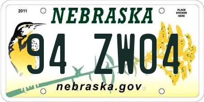 NE license plate 94ZW04