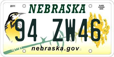 NE license plate 94ZW46