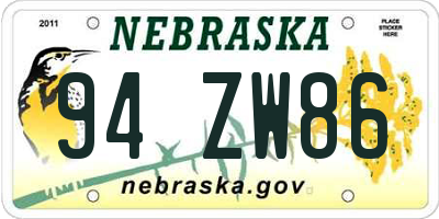NE license plate 94ZW86