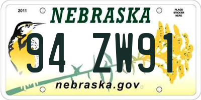NE license plate 94ZW91