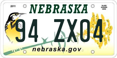 NE license plate 94ZX04