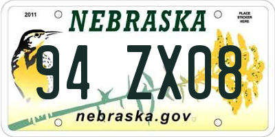 NE license plate 94ZX08