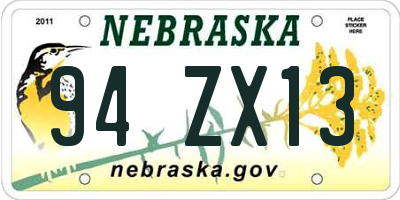 NE license plate 94ZX13