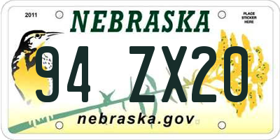 NE license plate 94ZX20