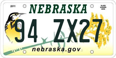 NE license plate 94ZX27