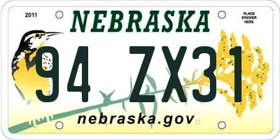 NE license plate 94ZX31