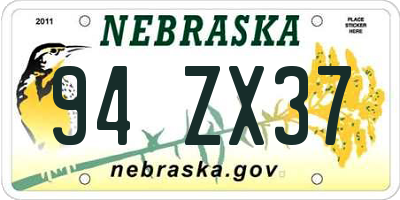 NE license plate 94ZX37
