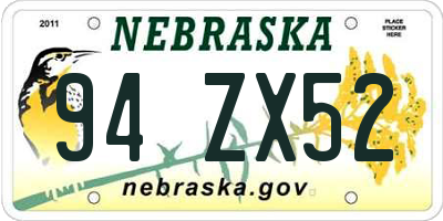 NE license plate 94ZX52