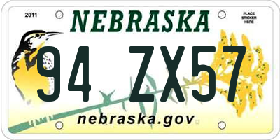 NE license plate 94ZX57