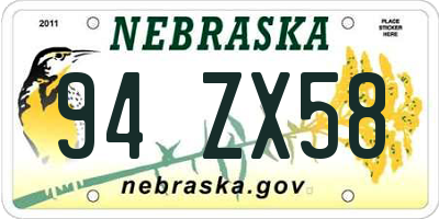 NE license plate 94ZX58