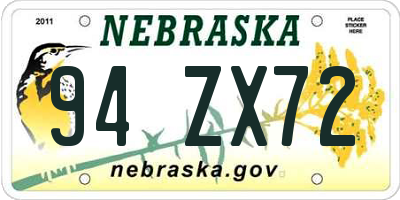 NE license plate 94ZX72