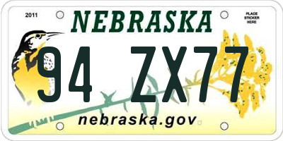 NE license plate 94ZX77