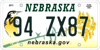 NE license plate 94ZX87