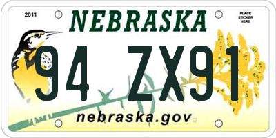 NE license plate 94ZX91
