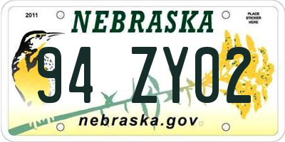 NE license plate 94ZY02
