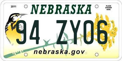 NE license plate 94ZY06