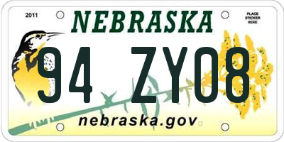 NE license plate 94ZY08