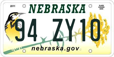 NE license plate 94ZY10